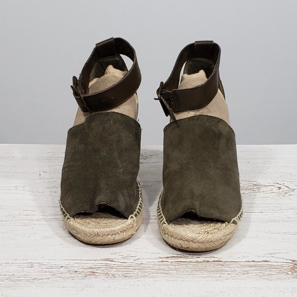 Gap  Peep Toe  Suede Espadrille Wedge Sandals  Size 9 - Picture 4 of 5